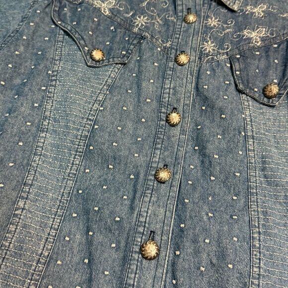 Vintage 80s Marsha Sport Embellished Denim Jacket w Shoulder Pads - Size Small - Picture 5 of 12